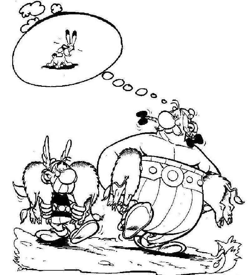 coloriage asterix et obelix reviennent de la chasse